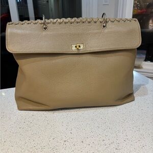 Due Fratelli Chic Tan Leather Large shoulder Bag Made In Canada